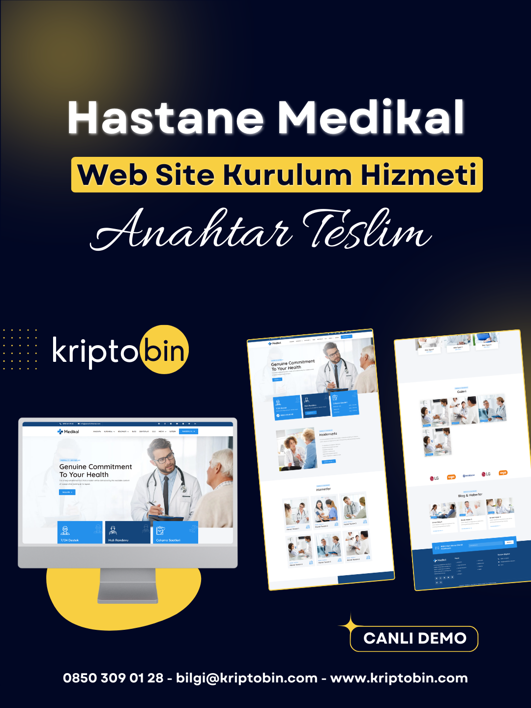 Hastane Medikal Merkezi Dijital Dönüşüm Web Site Tasarımı – Anahtar Teslim Çözüm