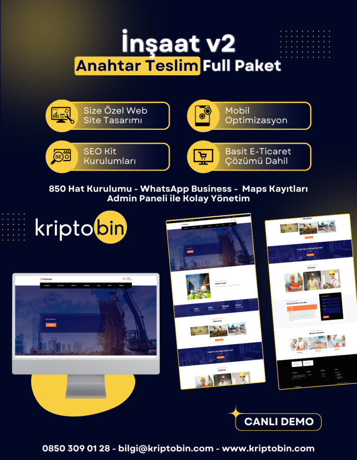 İnşaat v2 Dijital Dönüşüm – Anahtar Teslim Çözüm