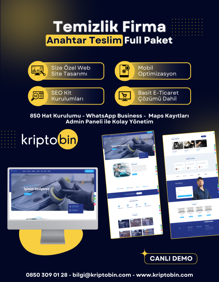 Temizlik Firma Dijital Dönüşüm – Anahtar Teslim Çözüm